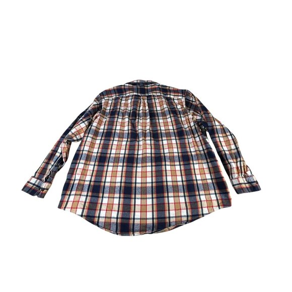 Lands End Flannel Shirt Beige Red White Plaid Men's 3XL/T Long Sleeve Buttons - Picture 11 of 12